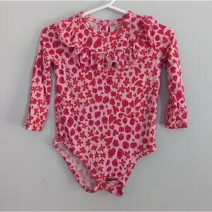 Pink Floral Long Sleeve Baby Bodysuit Besweet  18-24 Months Bamboo